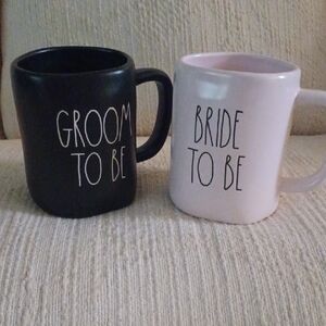 Rae Dunn Bride To Be Pink & Groom To Be Black Mug Set